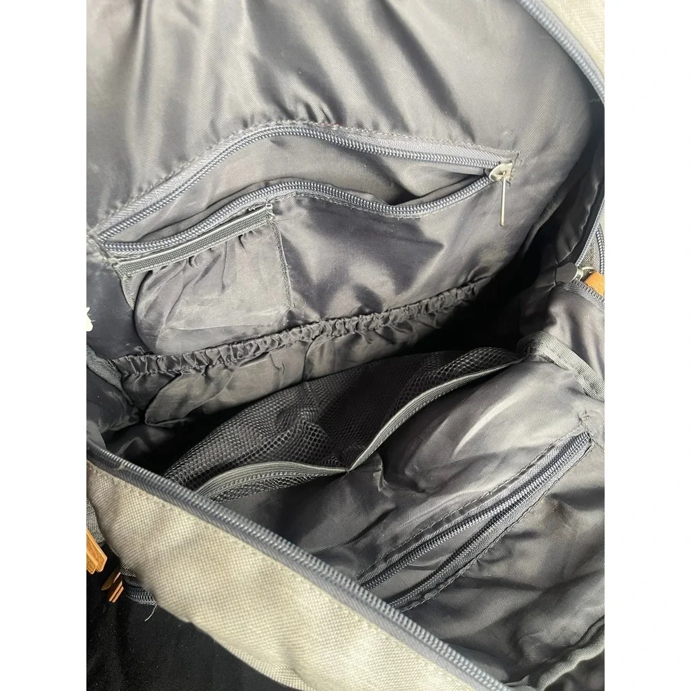 iPack Baby Diaper Bag Backpack Grey Tan Two Tone Insulated Pocket Functional
